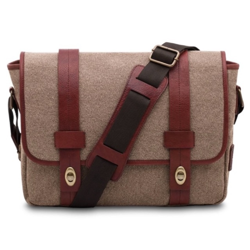 BOSCA Canvas & Leather Flap Messenger Bag NWT